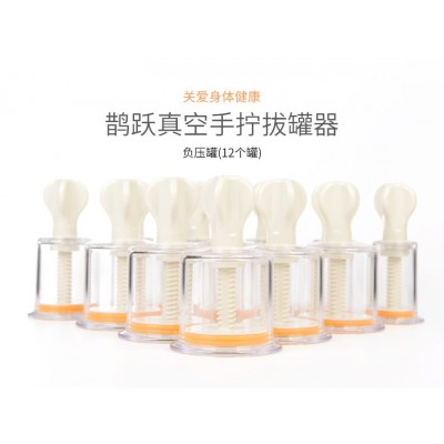 鵲躍真空拔罐器 家用旋轉(zhuǎn)式拔罐 手擰拔罐 12罐 加厚 負壓罐 拔罐