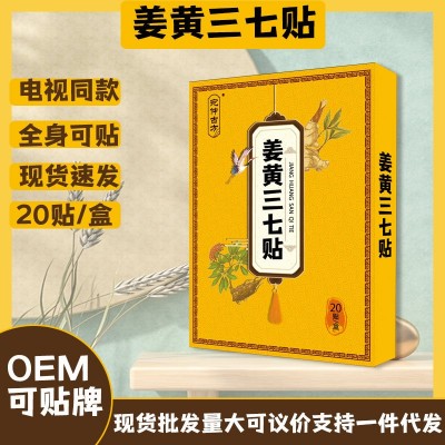宛仲電視同款姜黃三七貼艾草生姜關節貼頸椎腰椎熱發筋骨貼廠現貨