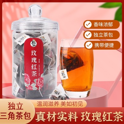 夏末初秋玫瑰紅茶源頭貨源瓶裝罐裝重瓣紅玫瑰紅茶袋泡組合花茶葉