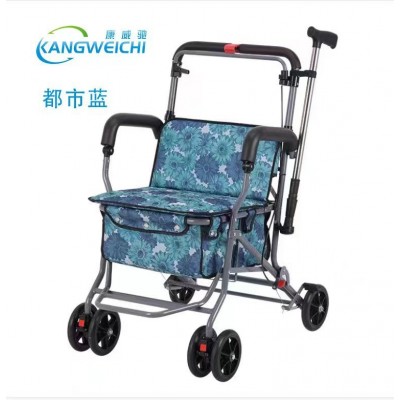 康威馳 便攜老人代步折疊購物座椅可坐四輪買菜助步老人手推車
