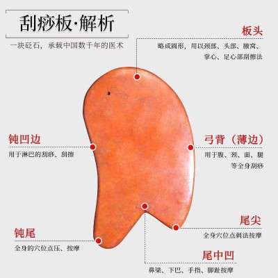 紅砭石刮痧板天然泗濱玄黃砭石刮痧板套裝砭石刮痧板梳子全身通用