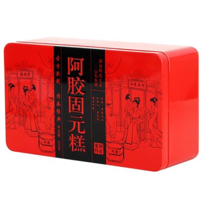 東阿特產(chǎn)阿膠糕500克一盒鐵盒裝阿膠固元糕廠家批發(fā)驢皮阿膠片塊