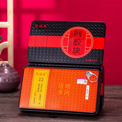山東東阿正宗阿膠塊阿膠粉鐵盒裝240克驢皮阿膠片手工糕原材料