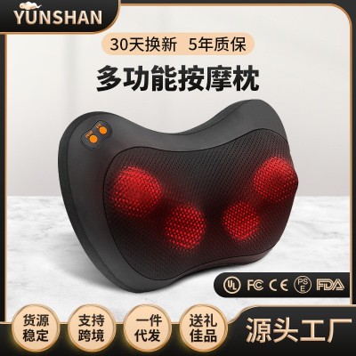 頸椎按摩枕批發車載電動按摩枕頭靠墊家用辦公室腰靠肩頸按摩器