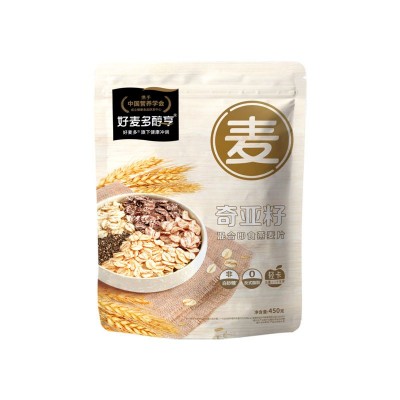 奇亞籽混合即食燕麥片450g谷物麥片批發0蔗糖沖泡飲代餐早餐食品