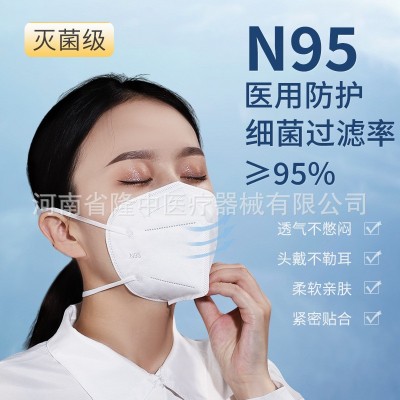 安貝星N95醫(yī)用防護(hù)口罩頭戴掛耳套頭成人防疫飛沫病毒白色口罩