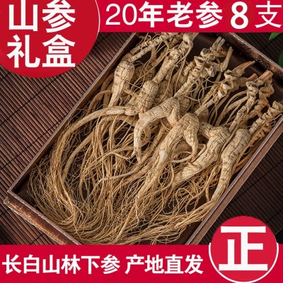 林下山參東北人參干人參生曬參全須人參帶禮盒手拎兜東北特產山參