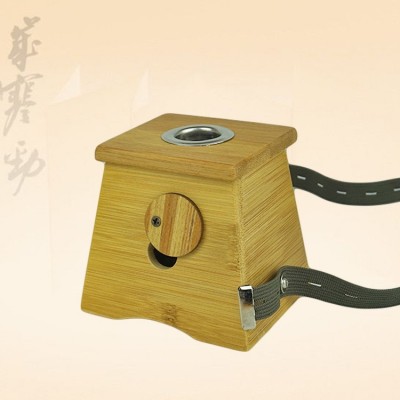 新款單孔竹制艾灸盒 隨身灸加厚控溫艾柱艾條盒 四代單孔批發