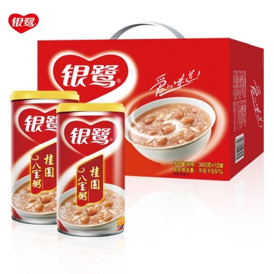 銀鷺八寶粥桂圓蓮子360g*12罐速食粥五谷雜糧整箱裝休閑零食