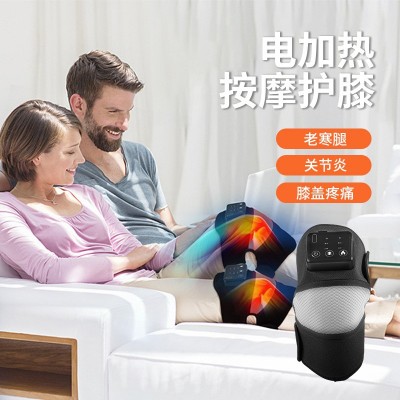 跨境電加發熱護膝保暖膝蓋關節熱敷疼痛艾草按摩儀震動按摩護膝