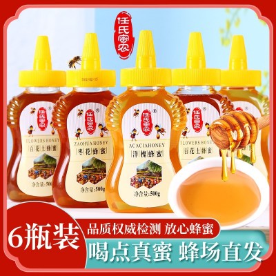 6瓶裝500g蜂蜜純正天然農家百花蜜正宗蜂蜜大自然無添加
