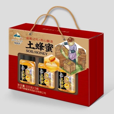 土蜂蜜禮盒500克x3瓶/盒農(nóng)家過節(jié)拜年送禮伴手禮結(jié)婚送蜂蜜