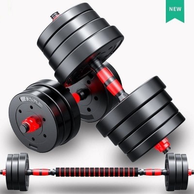 啞鈴男士家用健身器材可調(diào)節(jié)重量實(shí)心20KG包膠杠鈴套裝組 合可拆卸