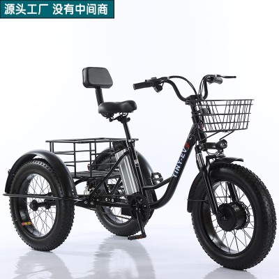 20寸胖胎腳踏助力電動三輪車粗胎雪地鋰電三輪自行車電瓶車工廠