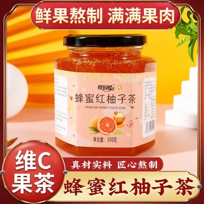源頭廠家定制蜂蜜紅柚子茶瓶裝500克柚子茶蜂蜜水果茶OEM貼牌加工