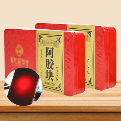 山東東阿魯記 純阿膠片阿膠塊批發250g驢皮原塊自熬阿膠糕鐵盒裝